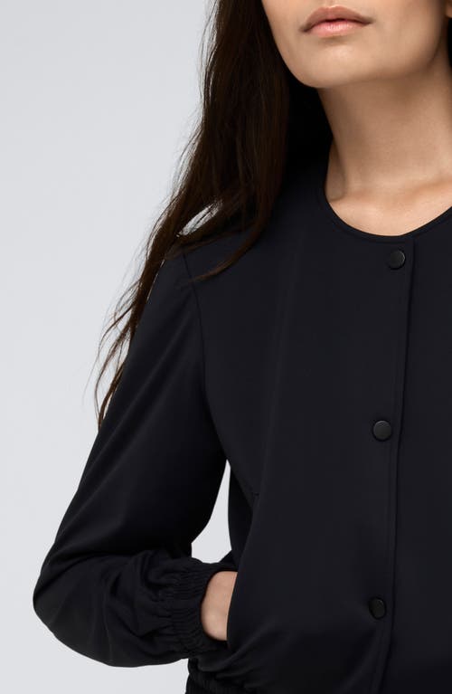 Kenneth Cole Athletic Stretch Collarless Bomber Jacket In Black