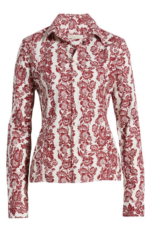 Shop Faithfull The Brand Estelle Fitted Shirt In Striped Floral Wine