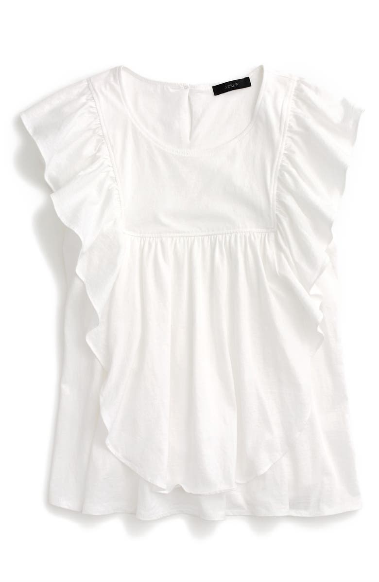 J.CREW Flutter Sleeve Top, Main, color, White