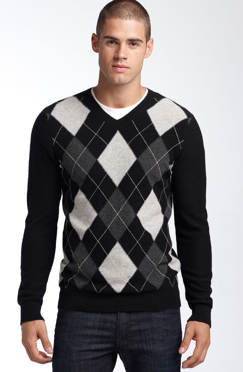 Public Opinion V-Neck Argyle 2-Ply Cashmere Sweater | Nordstrom