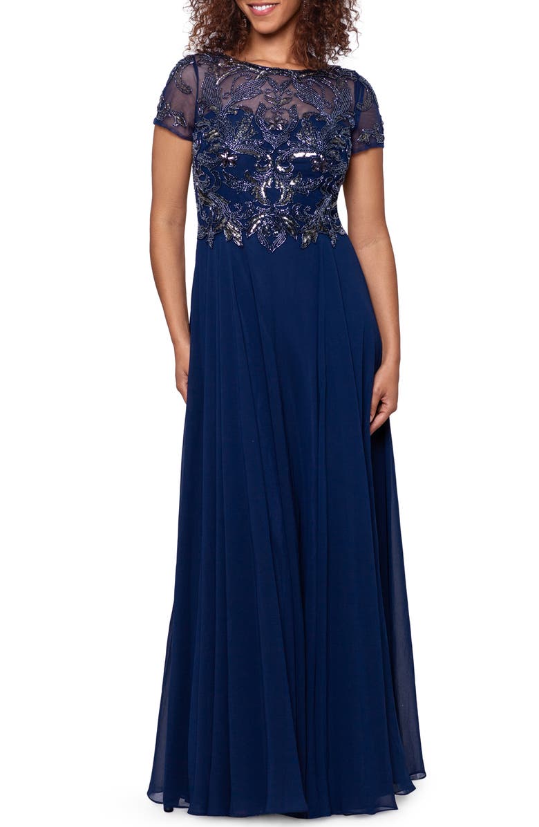 Xscape Evenings Beaded Bodice Chiffon Gown | Nordstrom