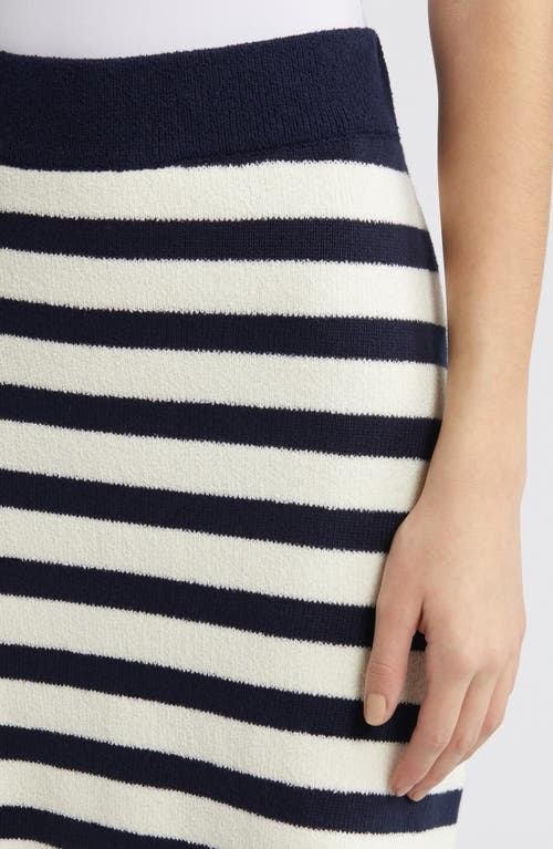 Shop Favorite Daughter Stripe Cotton Blend Knit Miniskirt In Navy/white