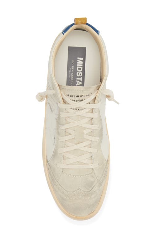 Golden Goose Mid Star 2 Leather Sneaker In Optic White/ivory/ocean Blue
