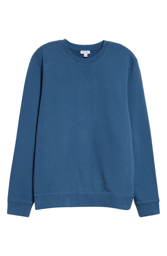 Shop Sunspel French Terry Crewneck Sweatshirt In Steel Blue