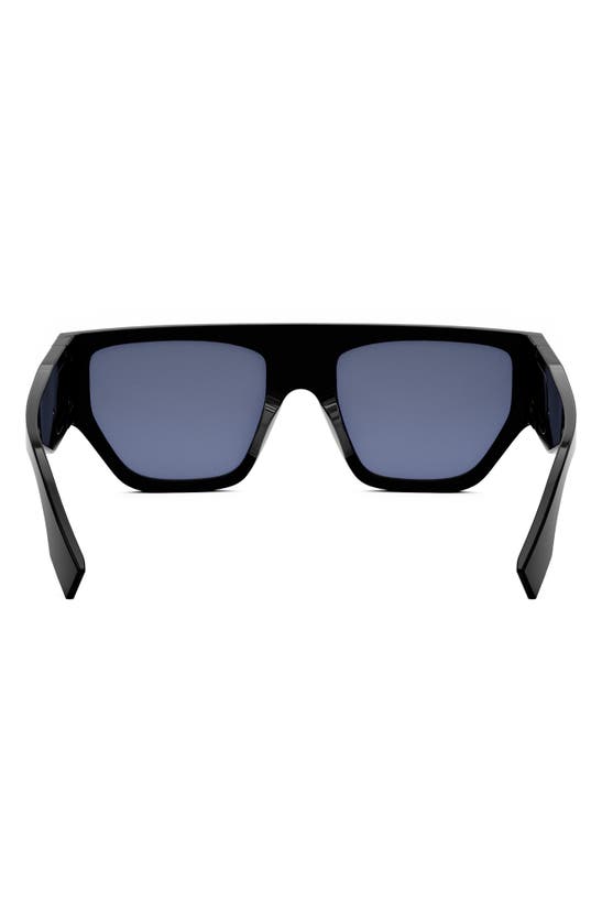 Shop Fendi ' O'lock 54mm Geometric Sunglasses In Shiny Black / Blue