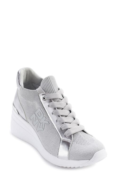 Shop Dkny Kaisa Knit Wedge Sneaker In Gs7 - Grey/silver