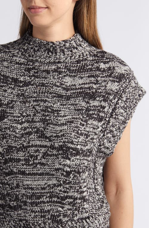 Wit & Wisdom Cable Stitch Mock Neck Sweater Vest In Black/stone Multi
