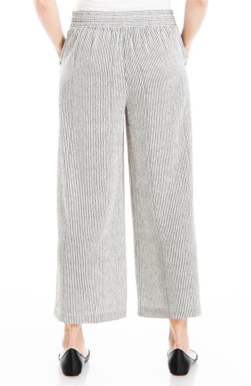 Shop Max Studio Crop Wide Leg Crepe Pants In Cream Black Stripe