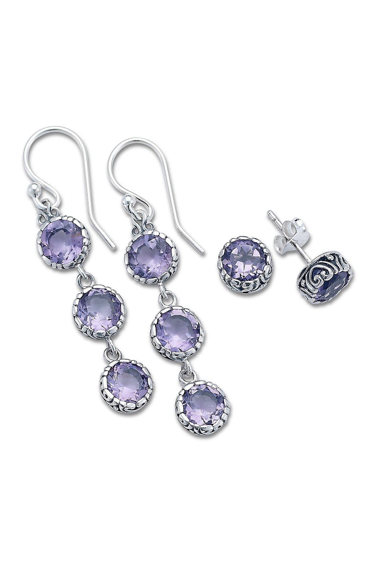 Samuel B Jewelry | Sterling Silver Amethyst Earrings Set | Nordstrom Rack