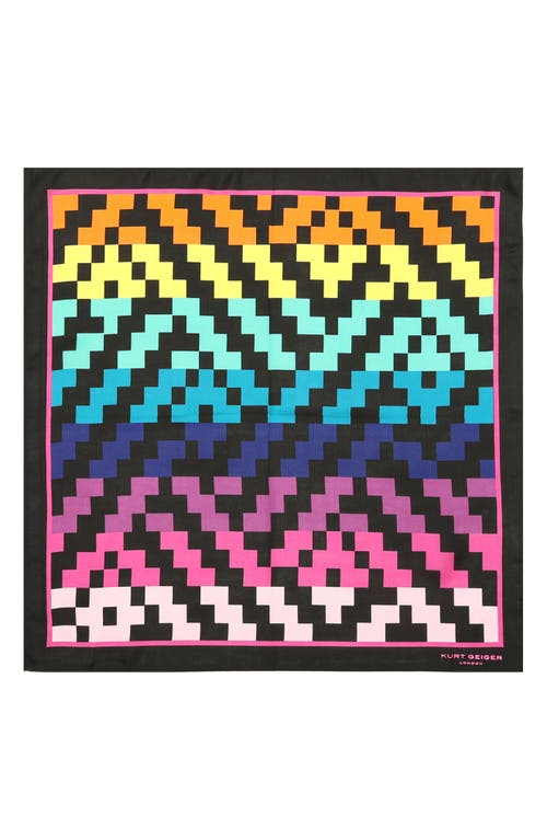 Shop Kurt Geiger London Rainbow Silk Square Bandana In Black Multi