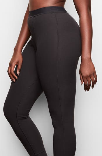 Best hot sale SKIMS Thermal Ribbed Cotton-blend Leggings - Soot