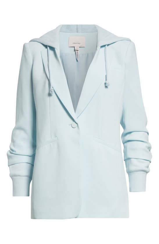 Shop Cinq À Sept Hooded Khloe Jacket In Glacial Blue/ Glacial Blue