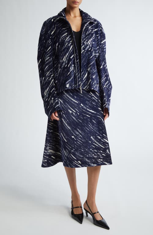 Shop Marni Cotton Stretch Fleece Cocoon Jacket In Midnight