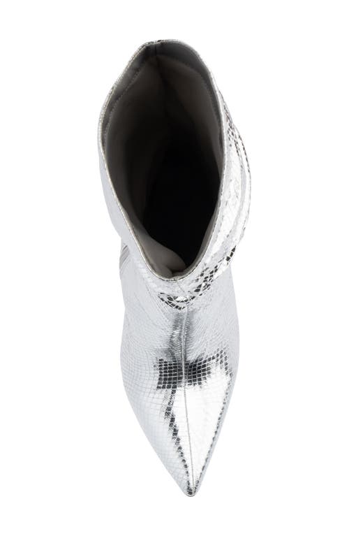 New York And Company Earla Ruched Shaft Boot In Silver Metallic