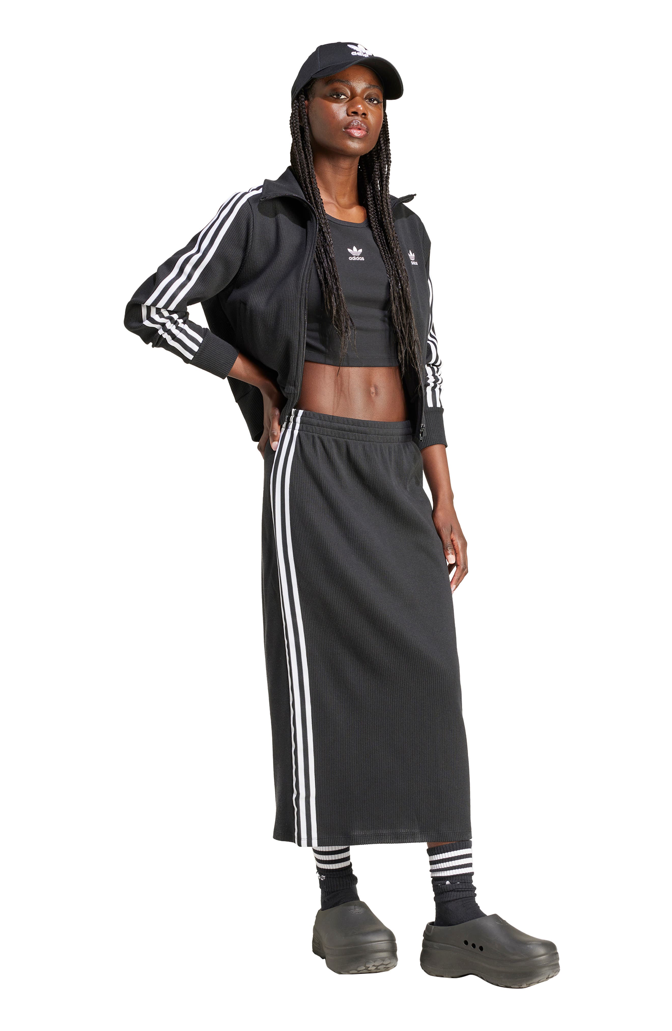 adidas 3 stripe midi skirt