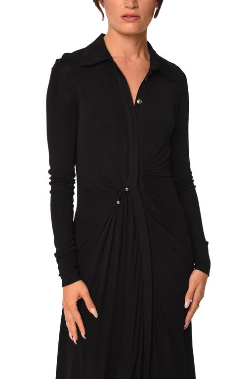 Shop Ciebon Jennifer Long Sleeve High-low Shirtdress In Black