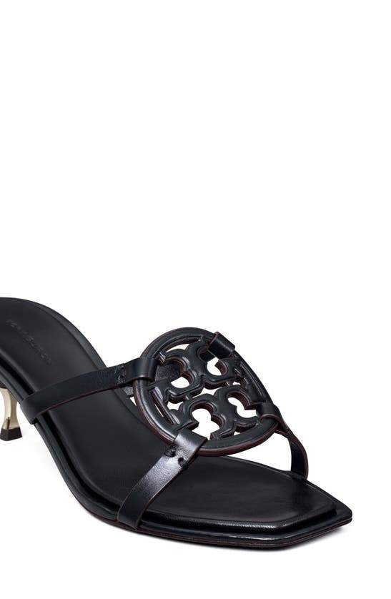 Tory Burch Miller Leather Kitten Heel Sandals In Black | ModeSens