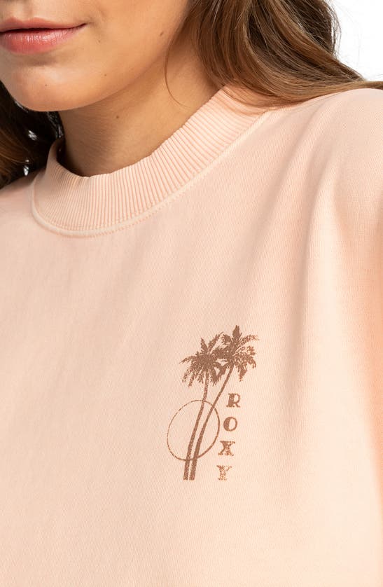Shop Roxy Line Up Oversized Sweatshirt In Peach Nougat