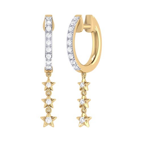 LUVMYJEWELRY LUVMYJEWELRY STAR TRIO LANE STERLING SILVER DIAMOND HOOP EARRING