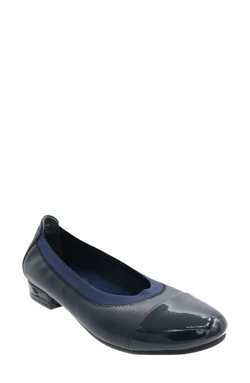 Shop David Tate Nicole Cap Toe Flat In Navy/patent