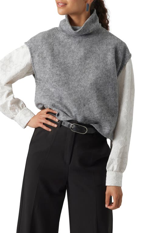 VERO MODA Blis Cap Sleeve Turtleneck Sweater Light Grey Melange at Nordstrom,