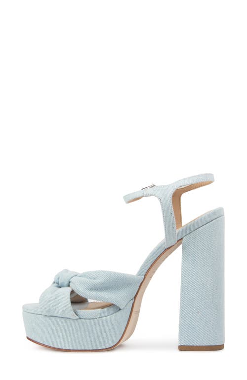 Black Suede Studio Abby Denim Block Heel Platform Sandal In Light Denim