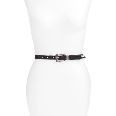 Rebecca Minkoff Whipstitch Leather Belt, Black
