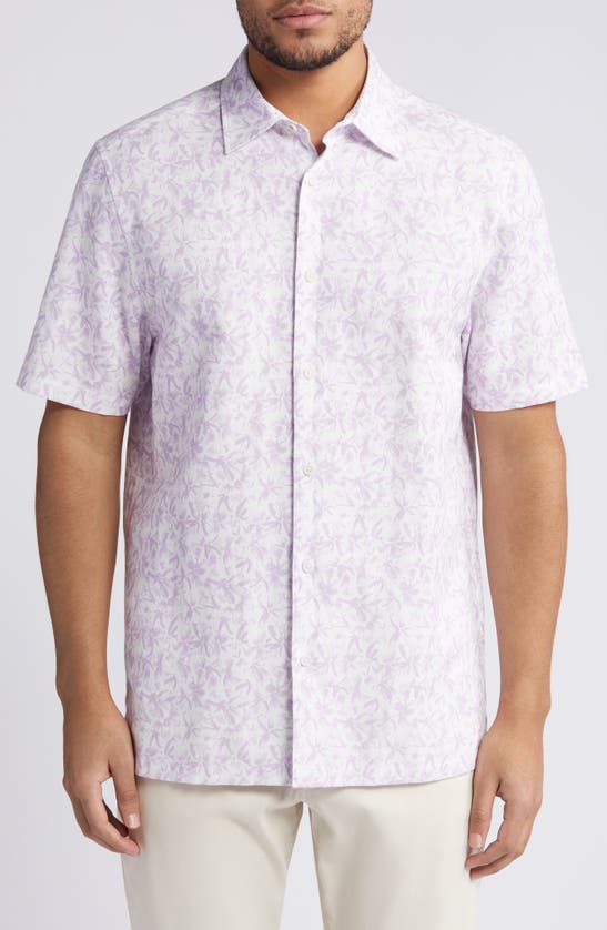 Shop Ted Baker Tavaro Abstract Floral Short Sleeve Button-up Shirt In Lilac