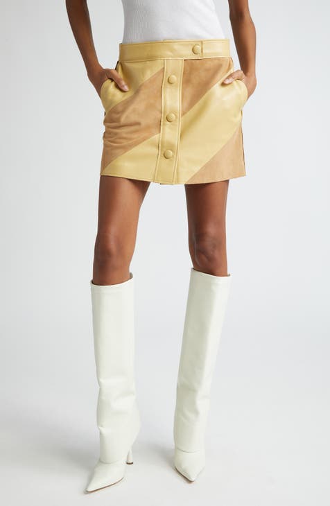Seona Suede & Leather Panel Miniskirt