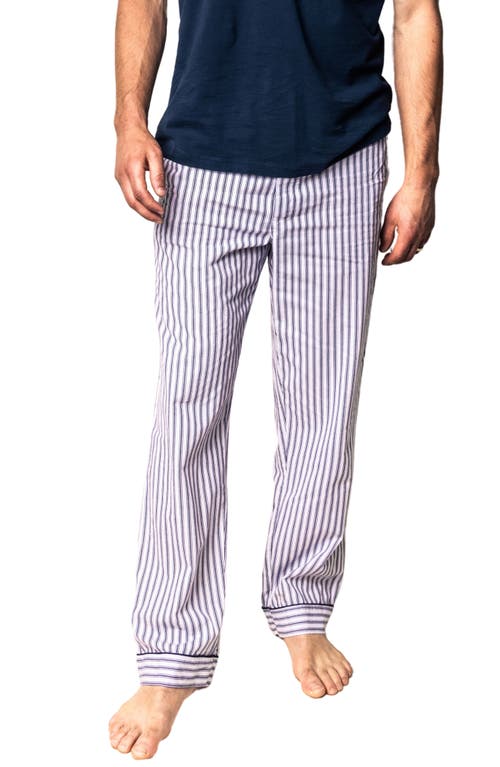 Ticking Stripe Cotton Pajama Pants in Navy