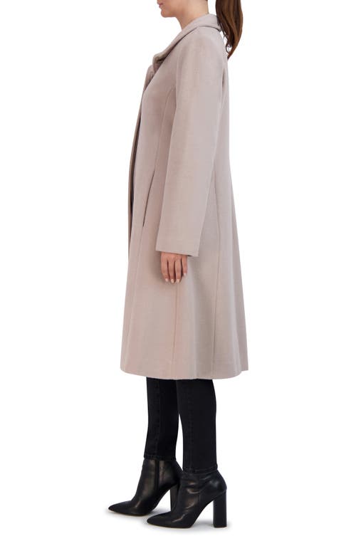 Shop Cole Haan Signature Longline Wool Blend Coat In Stone