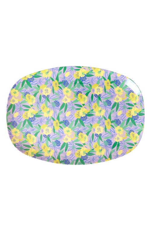 Rice by Rice Set of Four Oblong Melamine Plates in Fancy Pansy at Nordstrom, Size Medium