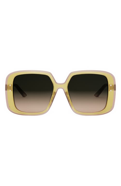 ‘DiorHighlight S3F 56mm Square Sunglasses in Shiny Yellow /Gradient Green at Nordstrom