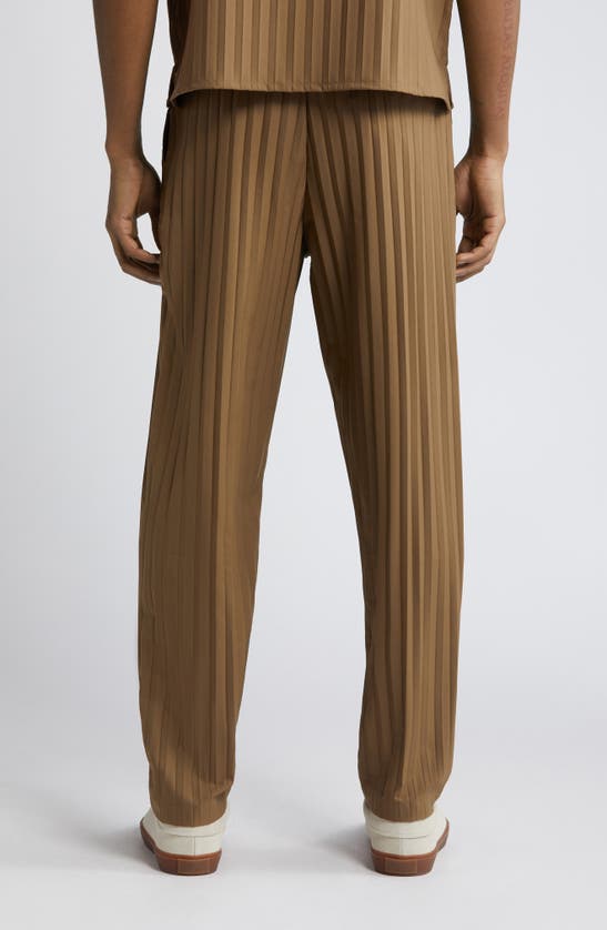 Shop Native Youth Plissé Elastic Waist Pants In Taupe