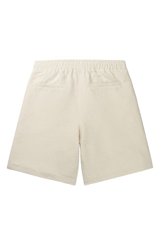 Shop Daily Paper Shakir Elastic Waist Bouclé Shorts In Off White