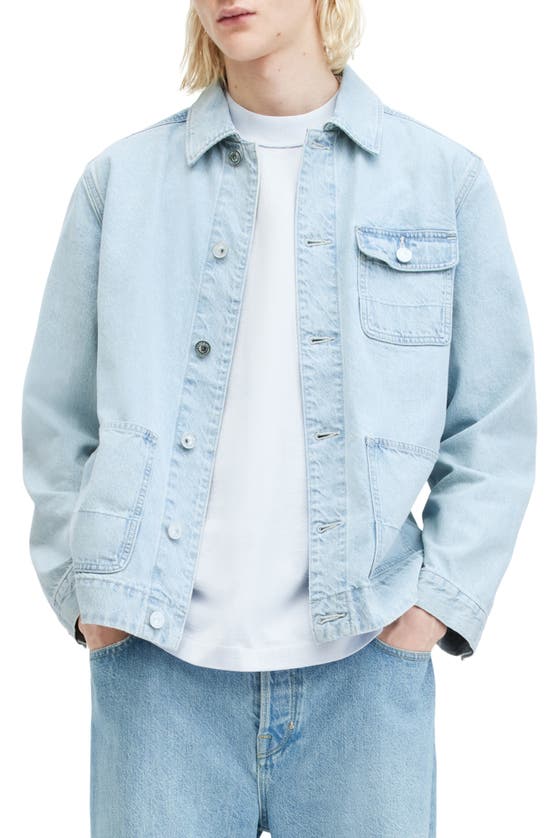 Shop Allsaints Eavis Denim Chore Jacket In Indigo Blue