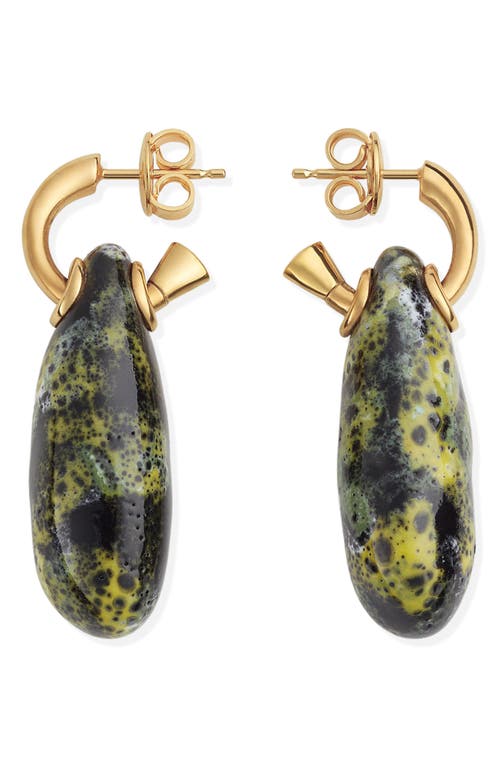 Shop Bottega Veneta Small Ellipse Ceramic Drop Hoop Earrings In 7062 Yellow/black/white