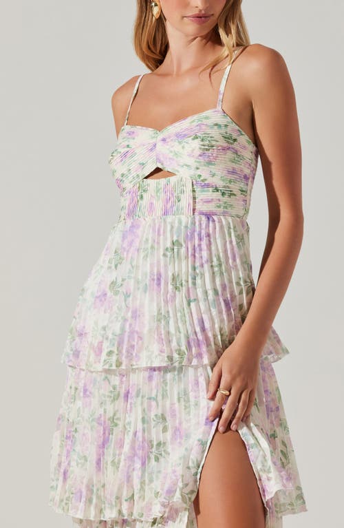 Shop Astr The Label Emmi Floral Print Ruffle Dress In Purple Floral Mesh