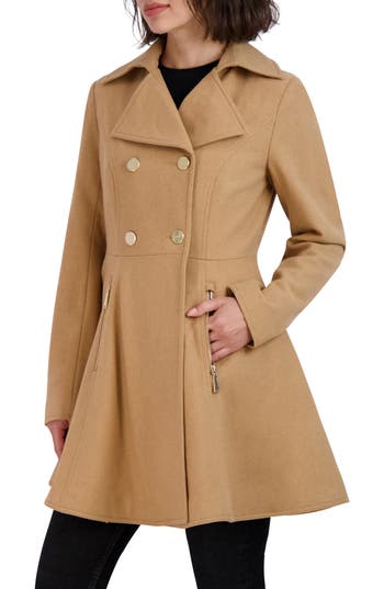 Laundry By Shelli Segal Women's Double-breasted Wool Blend Skirted Coat In Camel