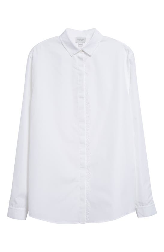 Shop Giambattista Valli Lace Placket Silk Button-up Shirt In Optical White