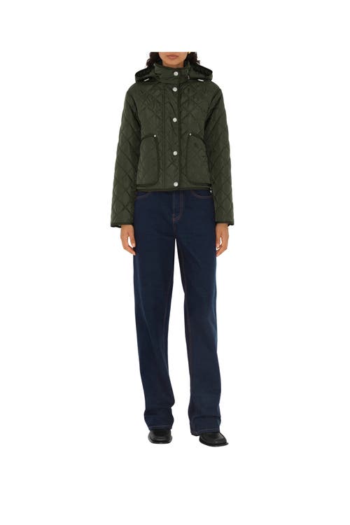 Burberry Cropped Quilted Nylon Hooded Jacket In Loch