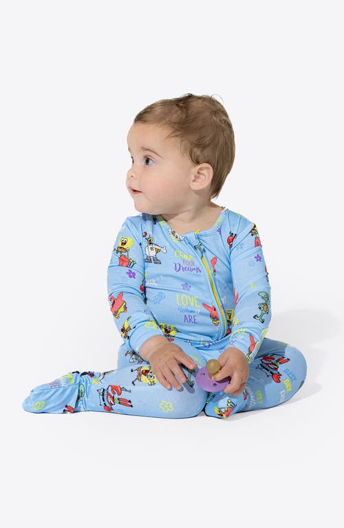 Bellabu Bear X Spongebob® Good Vibes Fitted Convertible One-piece Pajamas In Blue