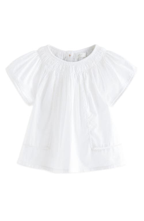 Next Kids' Flutter Sleeve Cotton Top In White