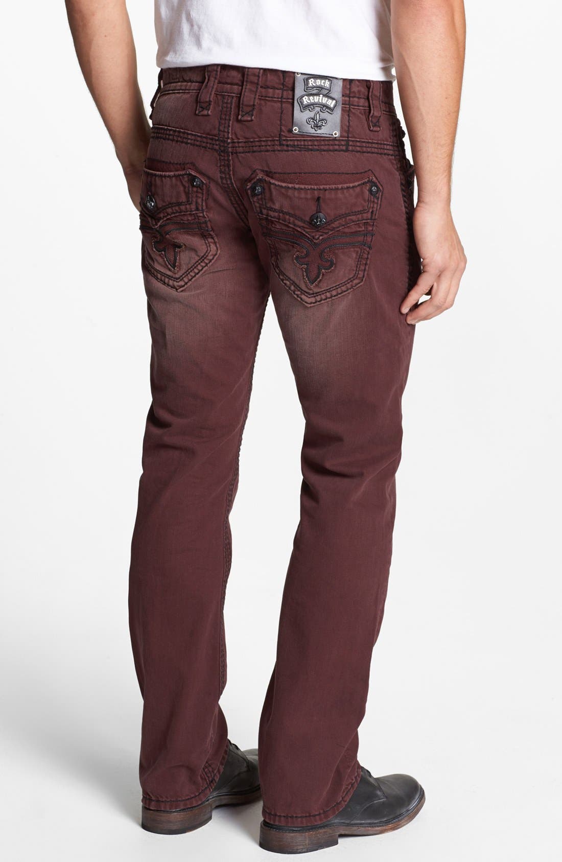 burgundy rock revival jeans