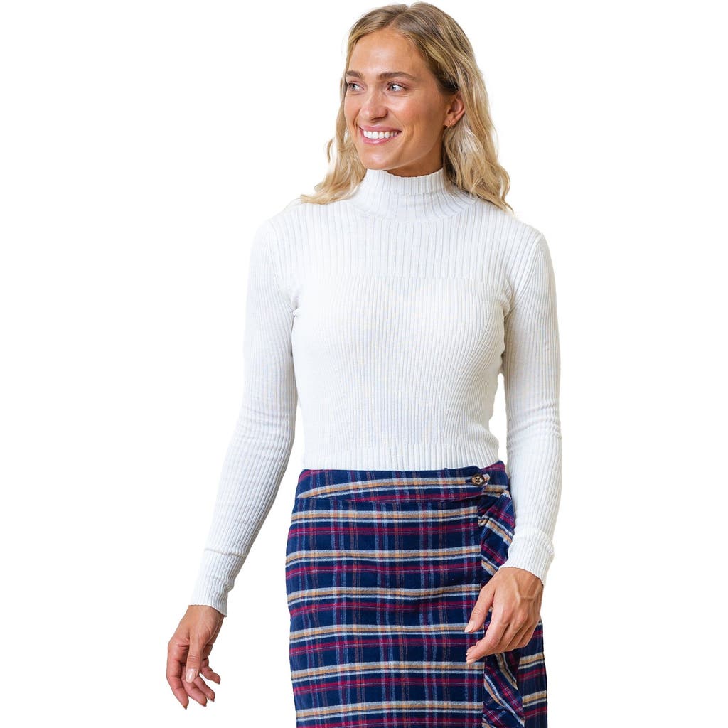 HOPE & HENRY MOCK NECK RIB KNIT SWEATER