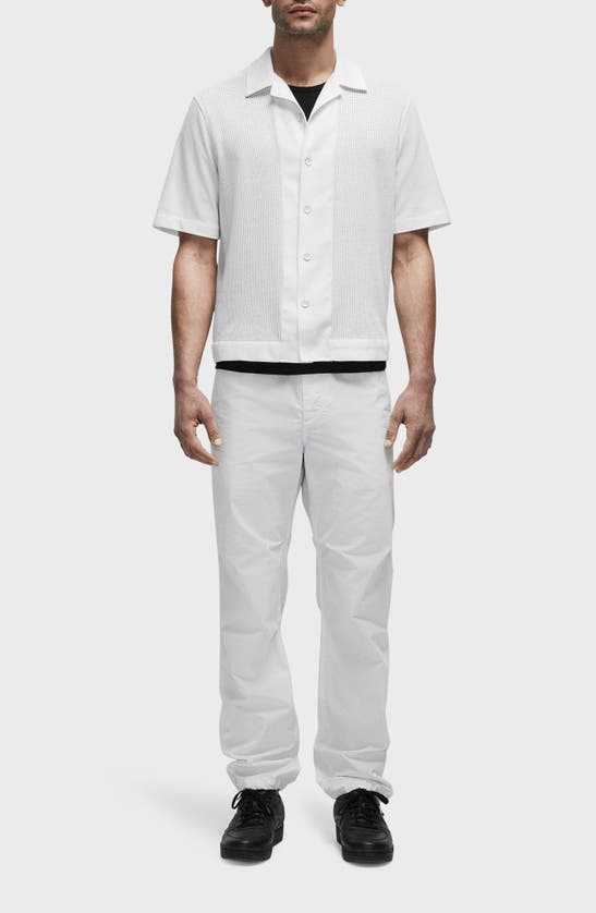 Shop Rag & Bone Avery Short Sleeve Cotton Mesh Button-up Shirt In Ivory