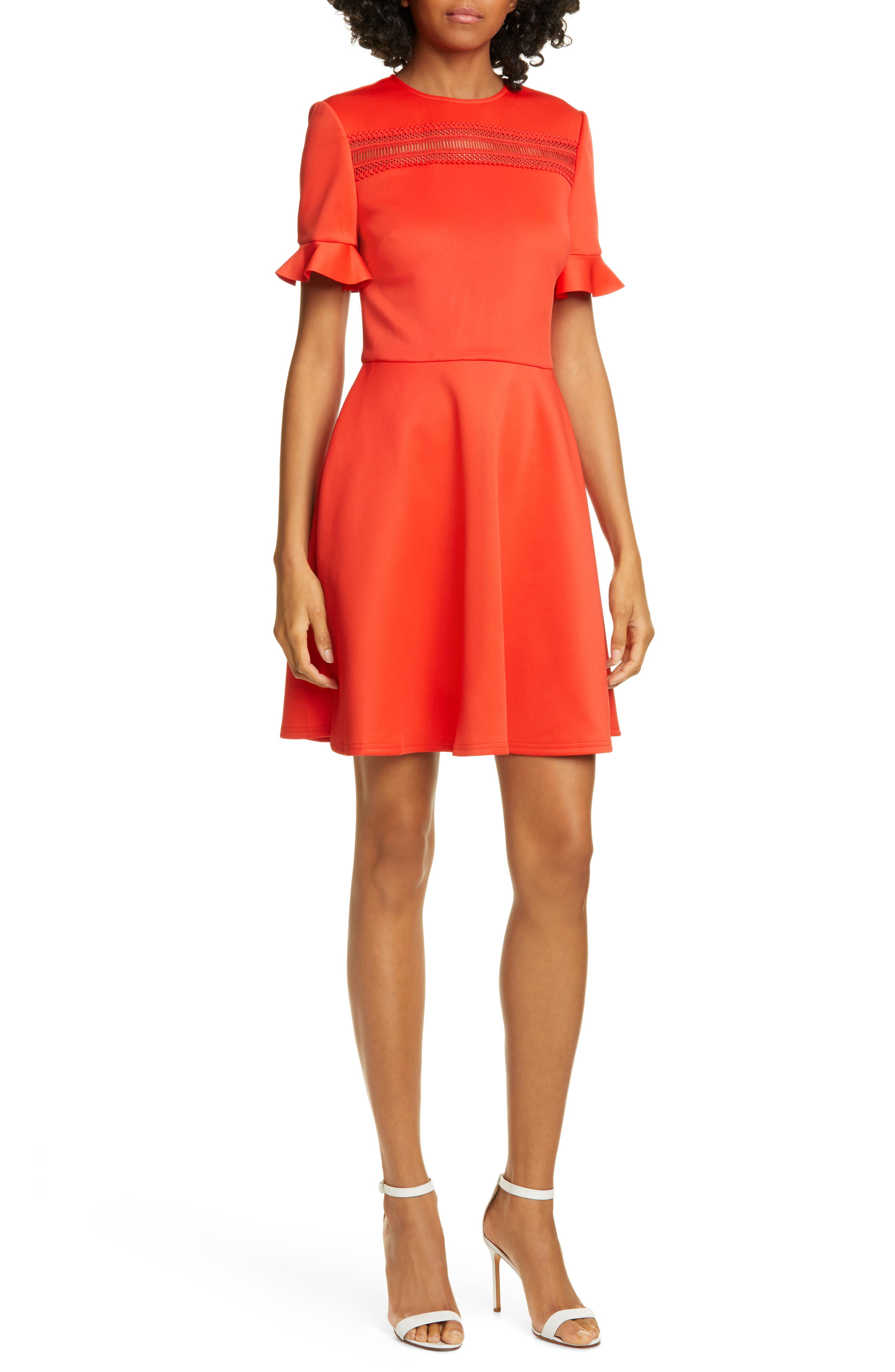 ted baker cap sleeve structured bow dress