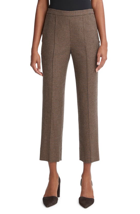 VINCE HOUNDSTOOTH PULL-ON CROP PANTS