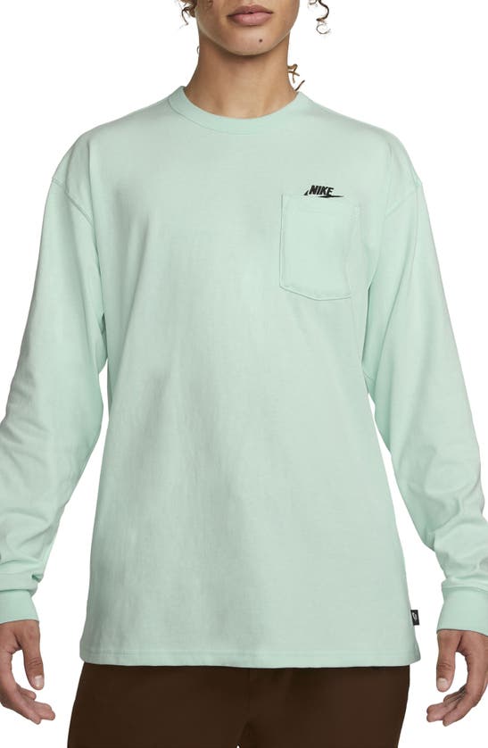 Nike Long Sleeve Pocket T-shirt In Mint Foam/ Black