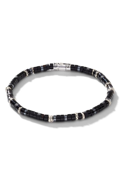 Heishi Black Onyx & Hematite Beaded Bracelet in Black/Silver
